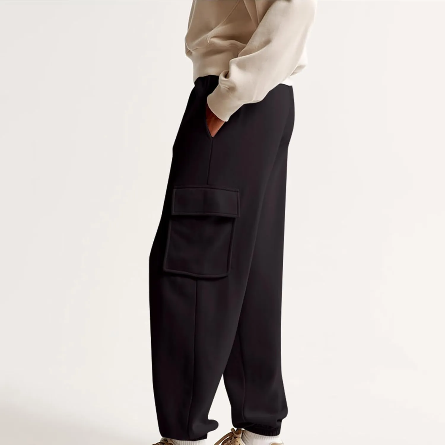 Women's High Waisted Baggy Sweatpants Jogging Pants with Pockets Fashion Cinch Bottom Joggers Trendy Clothing