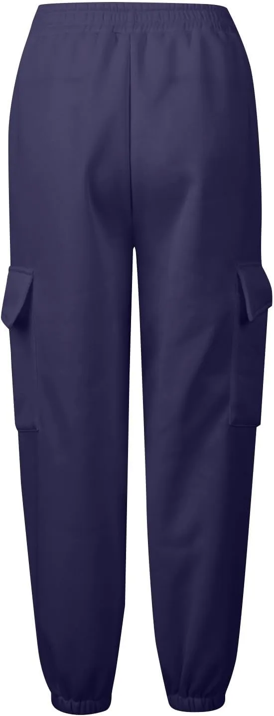 Women's High Waisted Baggy Sweatpants Jogging Pants with Pockets Fashion Cinch Bottom Joggers Trendy Clothing