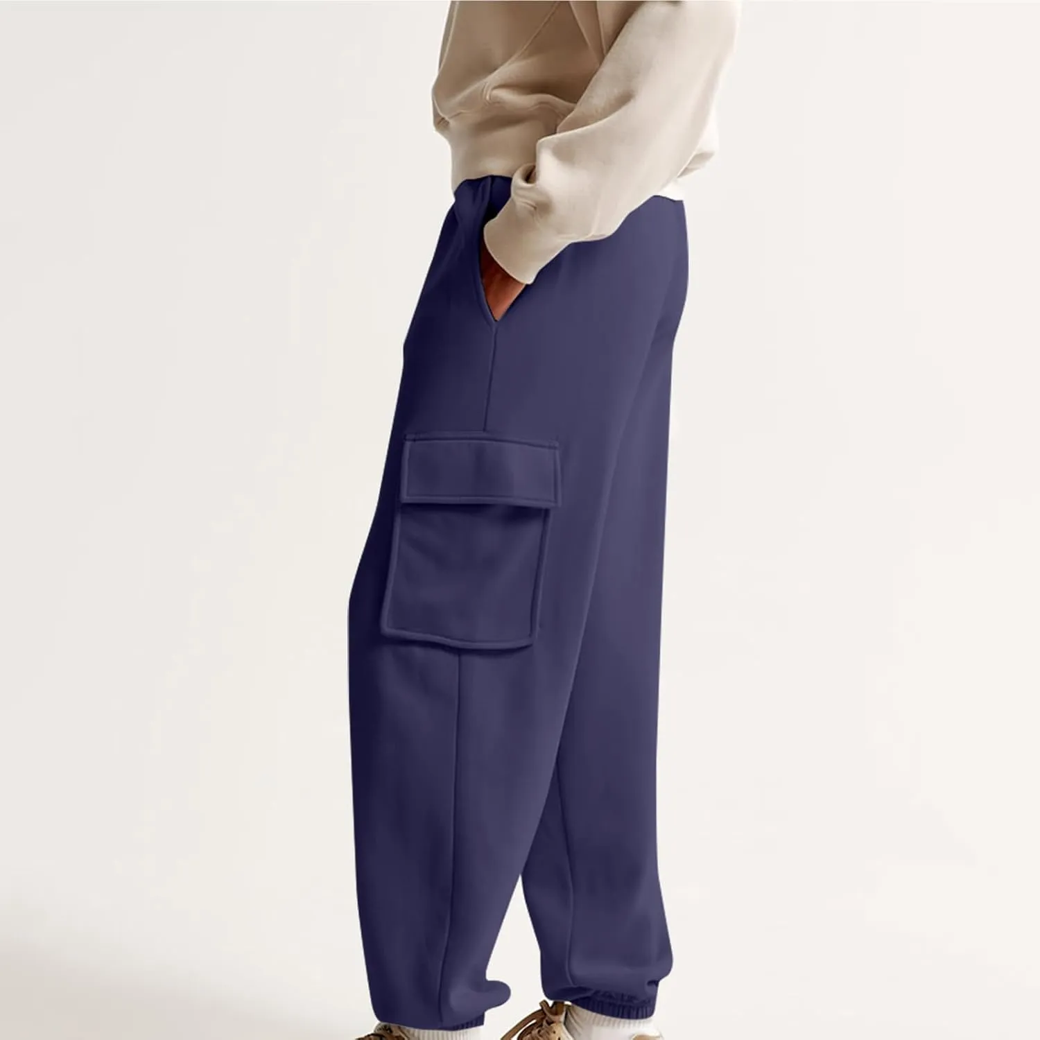 Women's High Waisted Baggy Sweatpants Jogging Pants with Pockets Fashion Cinch Bottom Joggers Trendy Clothing