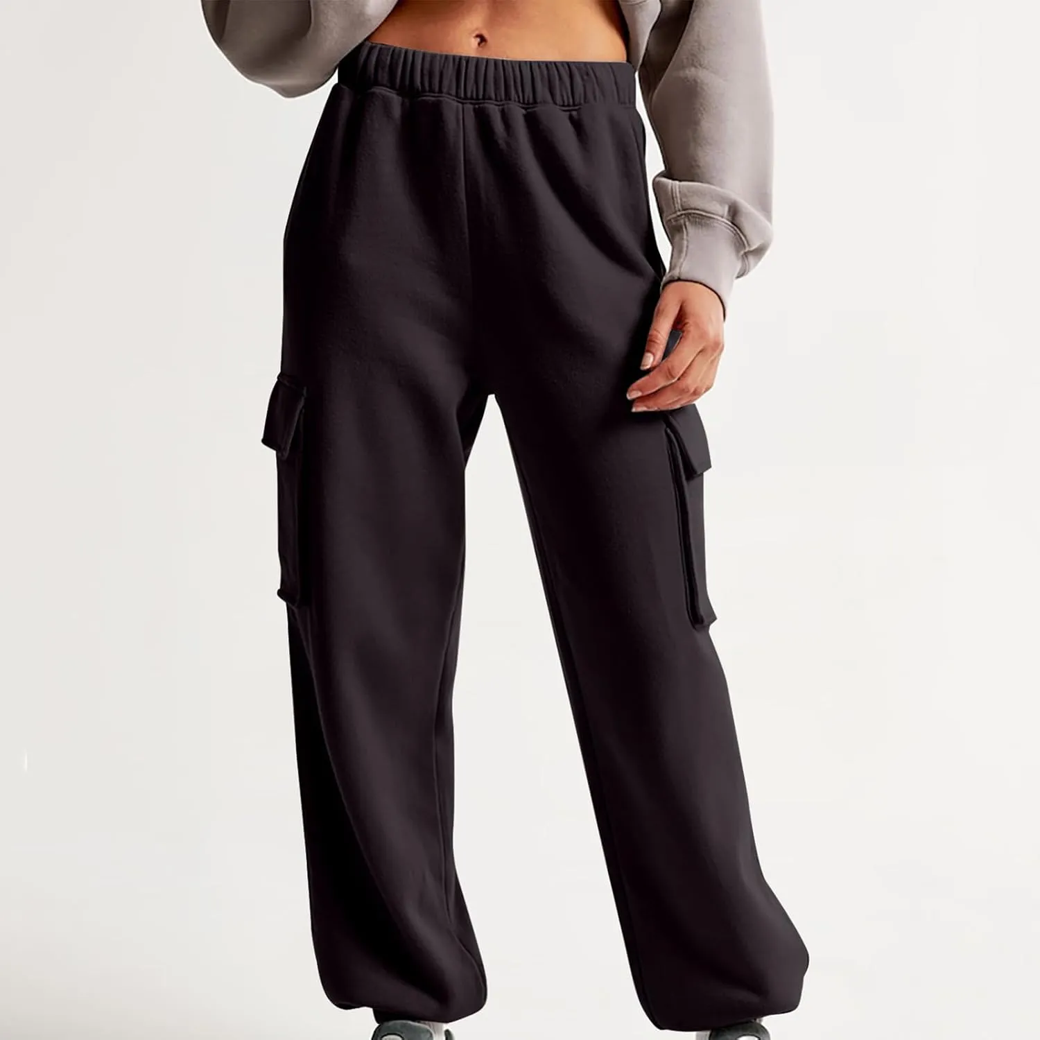 Women's High Waisted Baggy Sweatpants Jogging Pants with Pockets Fashion Cinch Bottom Joggers Trendy Clothing