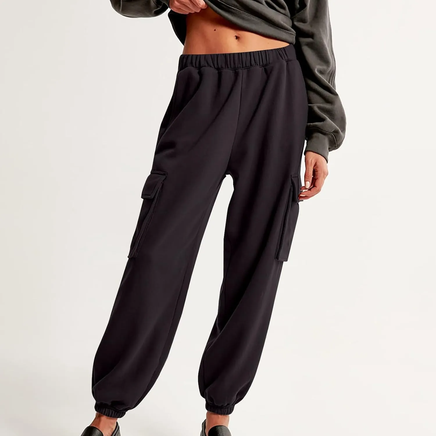 Women's High Waisted Baggy Sweatpants Jogging Pants with Pockets Fashion Cinch Bottom Joggers Trendy Clothing