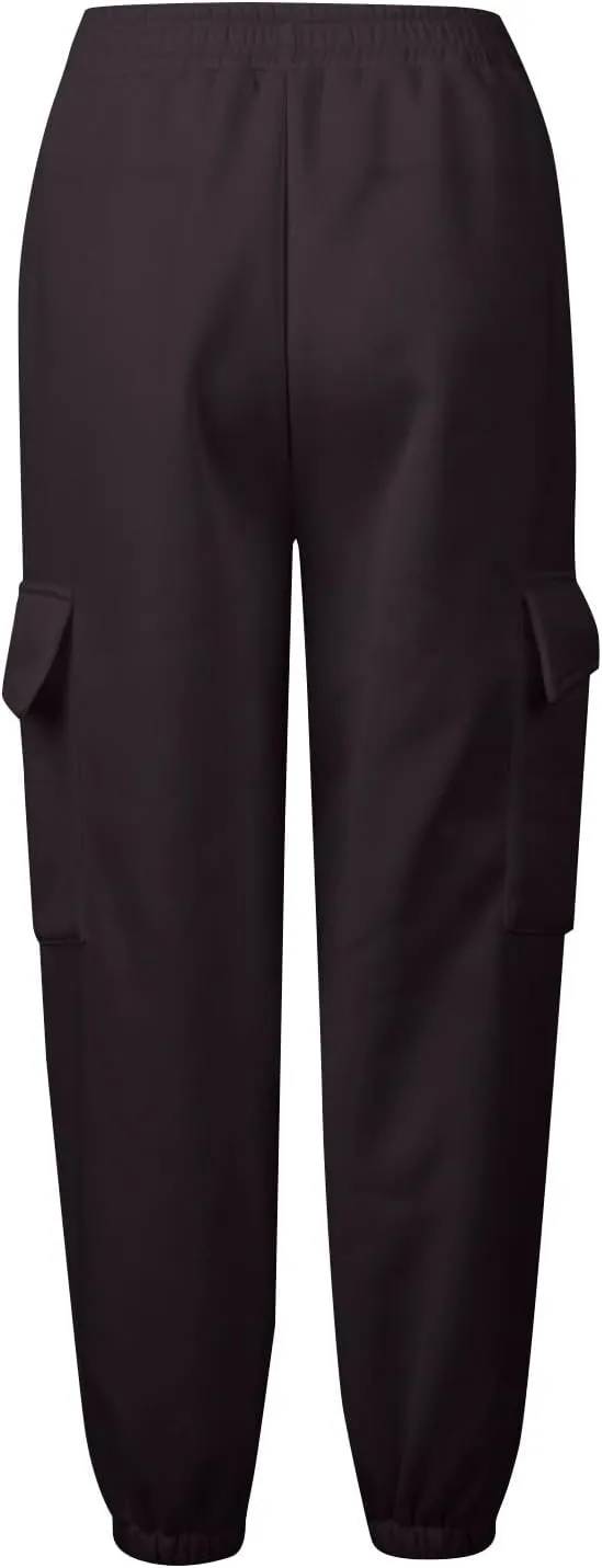 Women's High Waisted Baggy Sweatpants Jogging Pants with Pockets Fashion Cinch Bottom Joggers Trendy Clothing