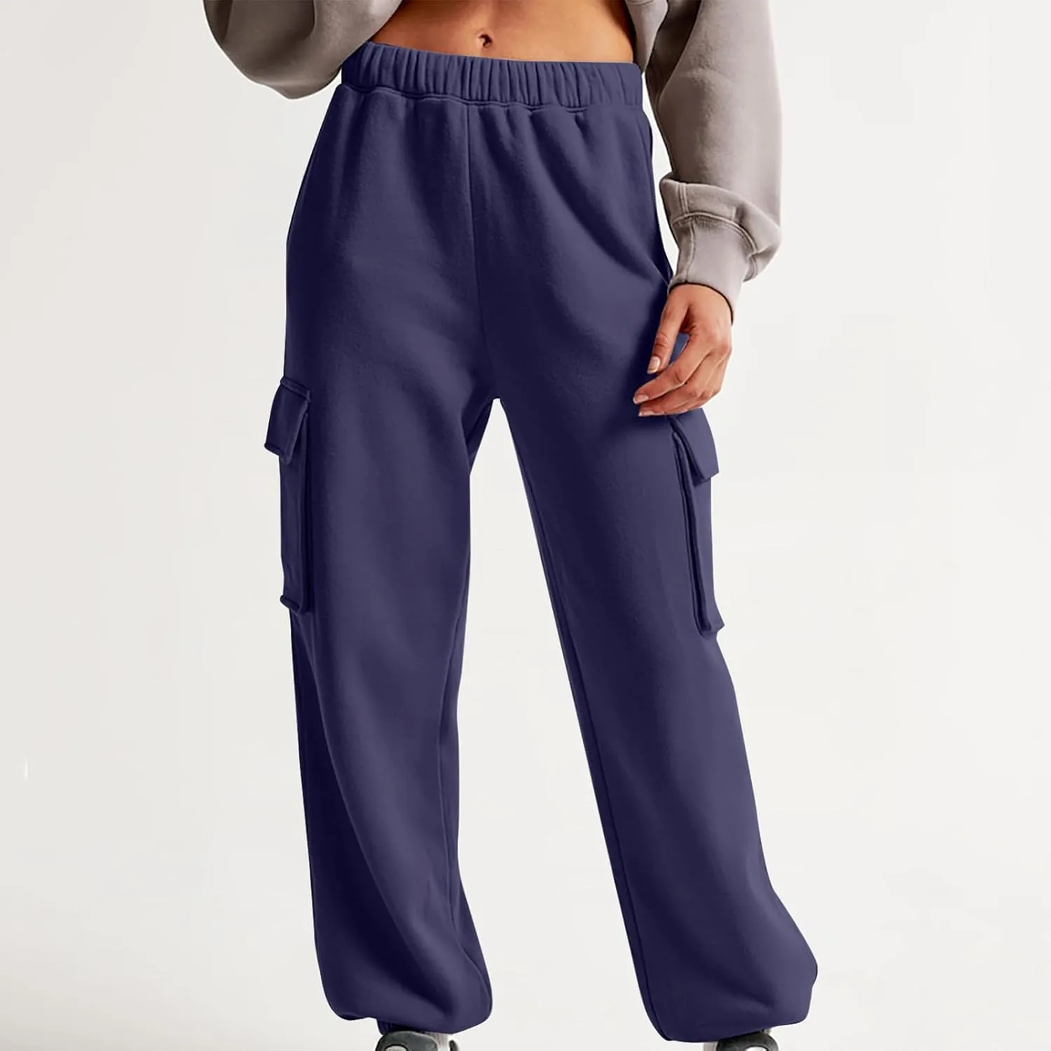 Women's High Waisted Baggy Sweatpants Jogging Pants with Pockets Fashion Cinch Bottom Joggers Trendy Clothing
