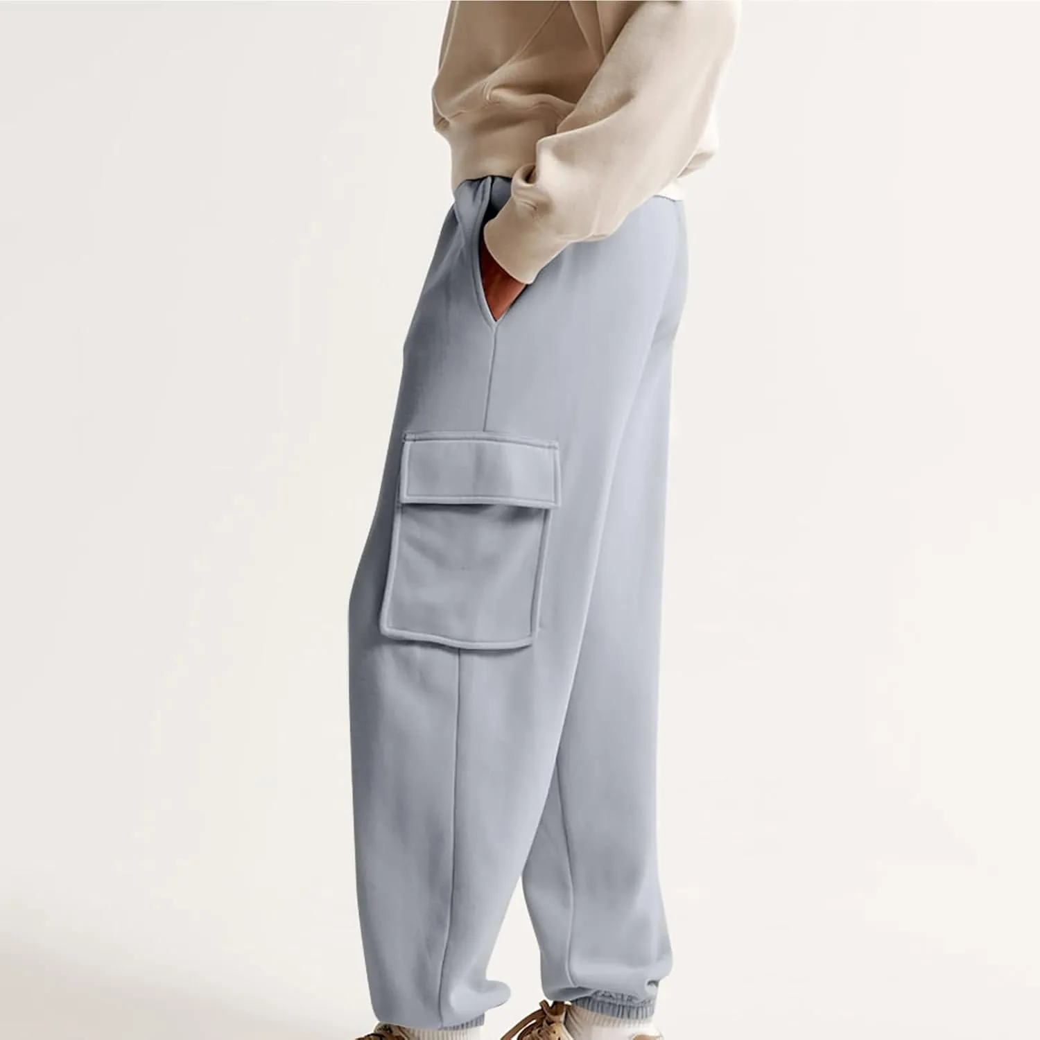 Women's High Waisted Baggy Sweatpants Jogging Pants with Pockets Fashion Cinch Bottom Joggers Trendy Clothing