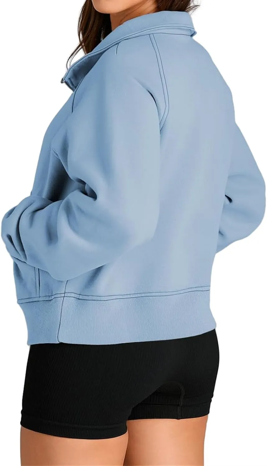 Womens Hoodies Half Zip Up Sweatshirts Pullover Tops Long Sleeve Fleece Sweatshirts with Thumb Hole Fall Clothes