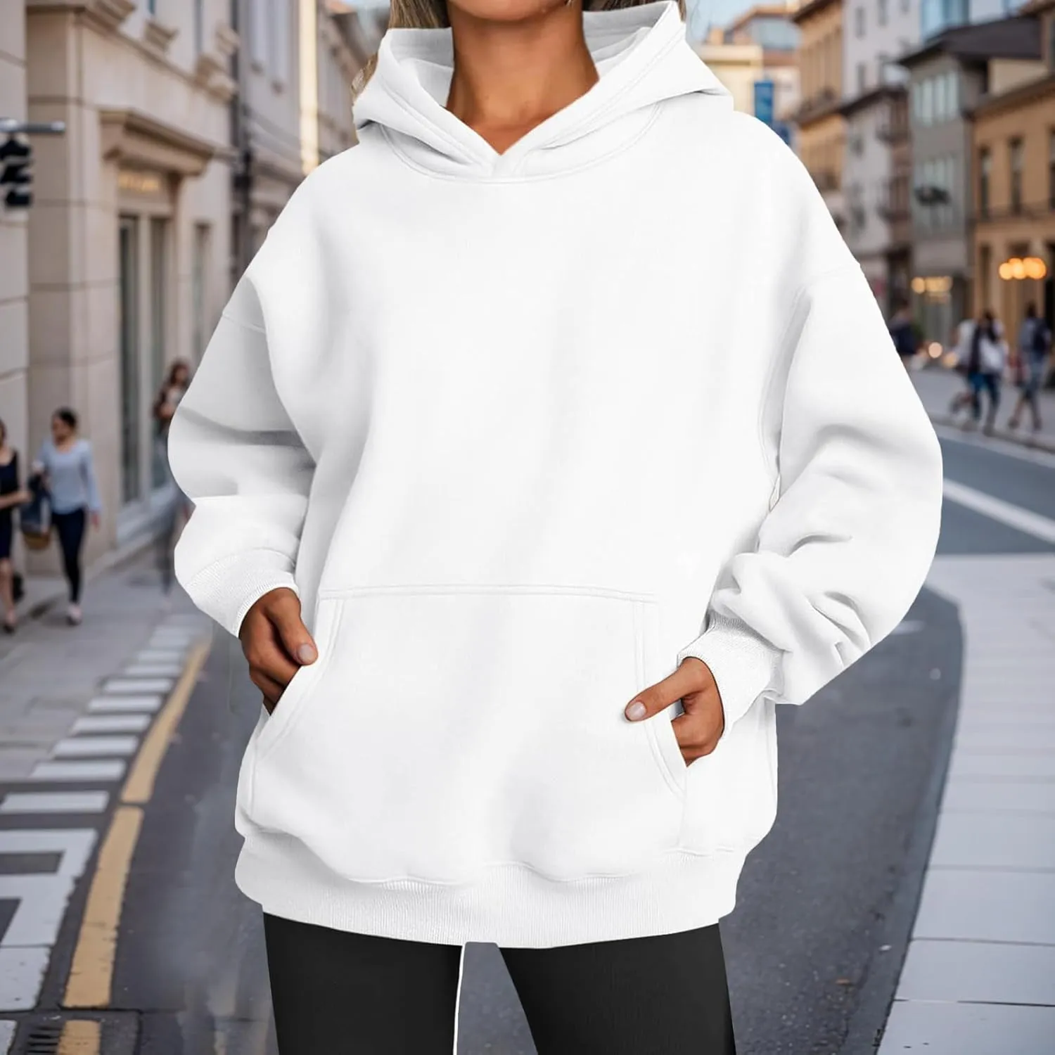 Womens Hoodies Oversized Sweatshirts Casual Fleece Hooded Pullover Sweaters Long Sleeve Fall Winter Y2K Outfits Tops
