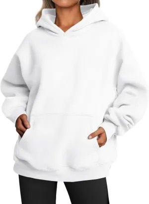 Womens Hoodies Oversized Sweatshirts Casual Fleece Hooded Pullover Sweaters Long Sleeve Fall Winter Y2K Outfits Tops