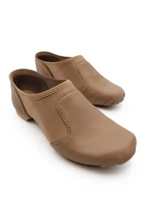 Women's Jazz Glove Jazz Shoe In Caramel Leather Trim Comfortable All-day Slip-ons