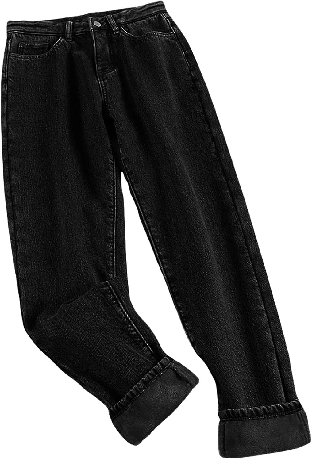 Women's Jeans High Waisted Warm Winter Stretchy Fleece Lined Thicken Lounge Boot Cut Slim Fit Trousers with Pockets