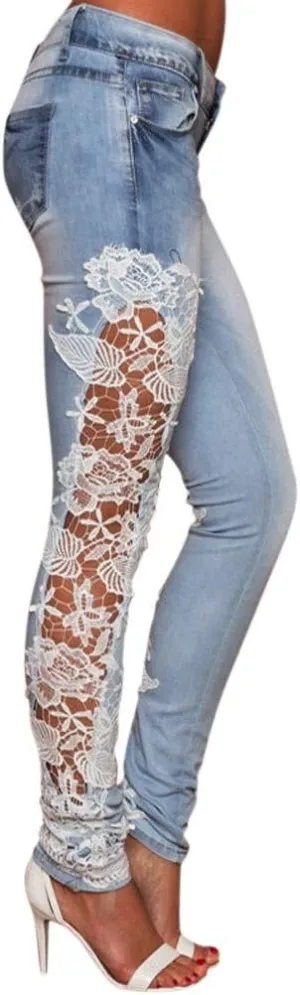 Women's Jeggings Jeans Stretch Slimming Jeans Floral Embroidered Shaping Skinny Jeans Y2k Jeans Aesthetic Pants