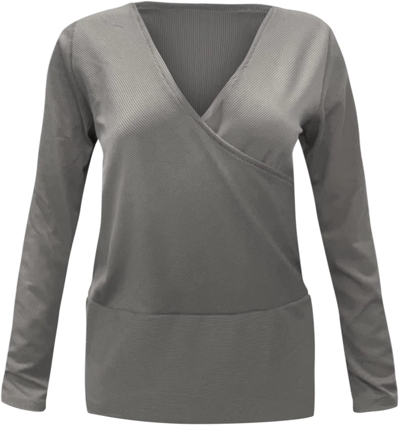 Women's Jumper Tops Sweater Knitwear Cross Wrap Ruched Plunge Sexy Deep V Neck Slim Long Sleeve T Shirt Tunic Tops Tee