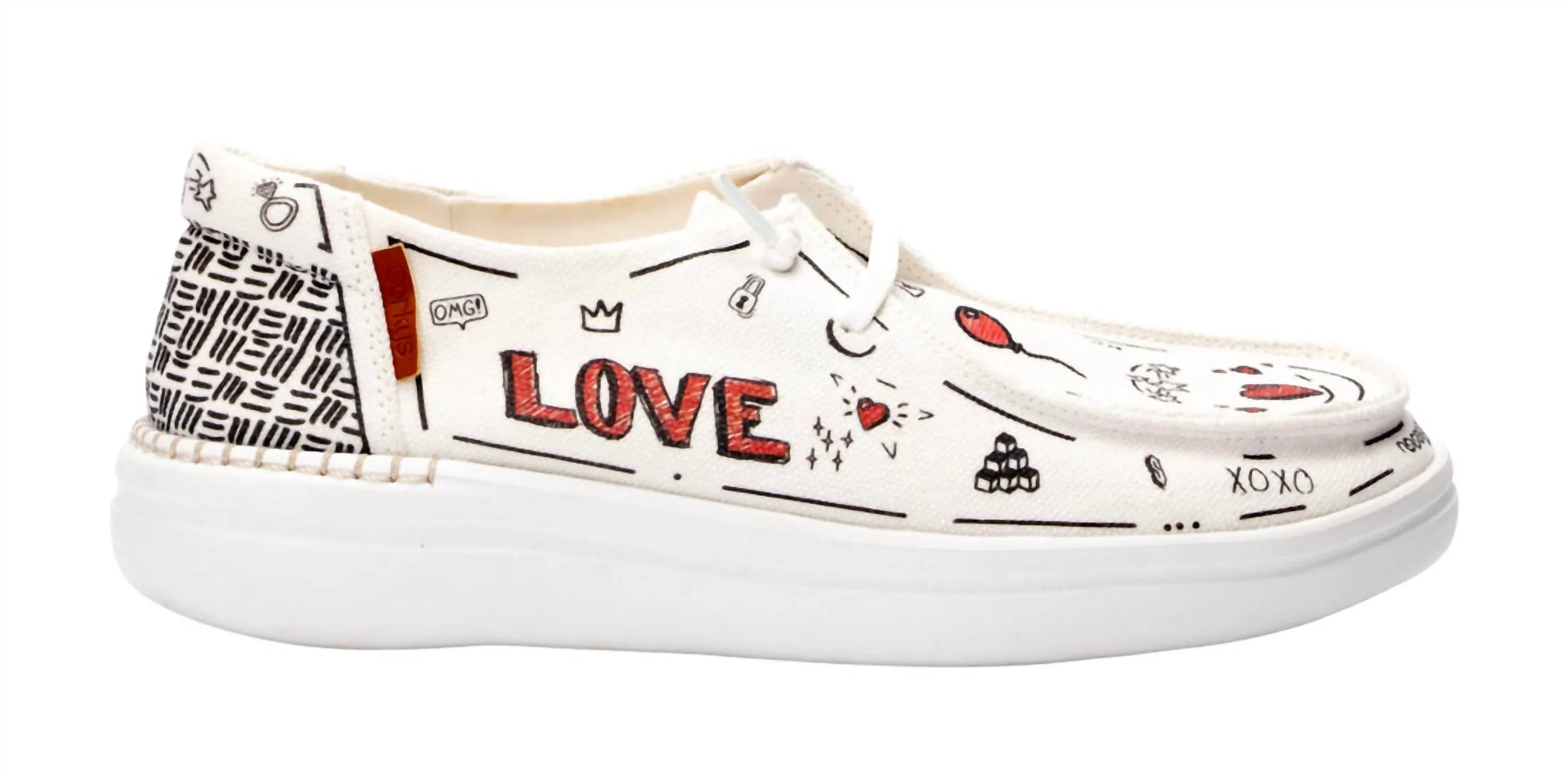 Women's Kayak 2 Slip-On Loafer In Love Doodle Versatile Look