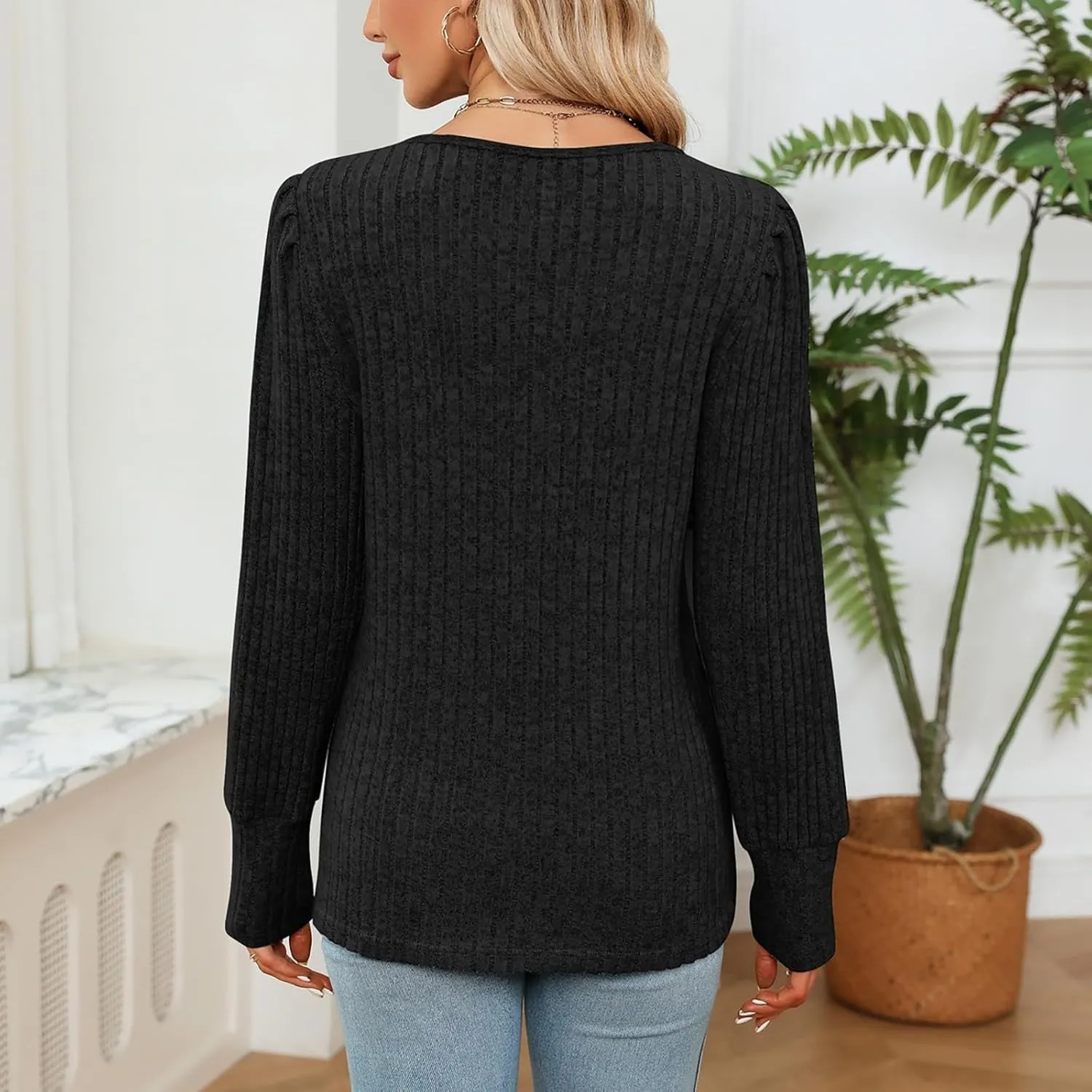 Womens Lace V Neck Sweaters Long Sleeve Tunic Tops Shirts Fall Winter Causal Blouses Pullover Sweaters Trendy