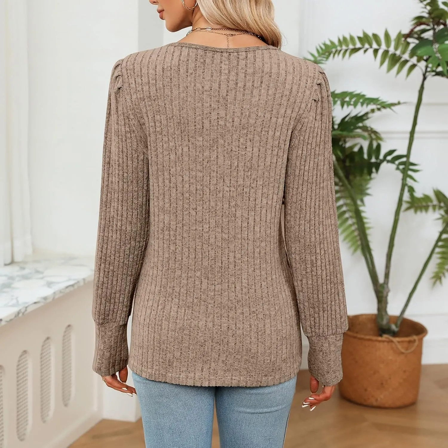 Womens Lace V Neck Sweaters Long Sleeve Tunic Tops Shirts Fall Winter Causal Blouses Pullover Sweaters Trendy