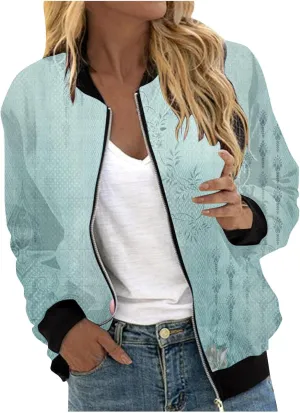 Womens Lightweight Bomber Biker Jacket Zip Up Windbreaker Crop Bomber Jacket Coat with Pockets 2024 Fall Outfits