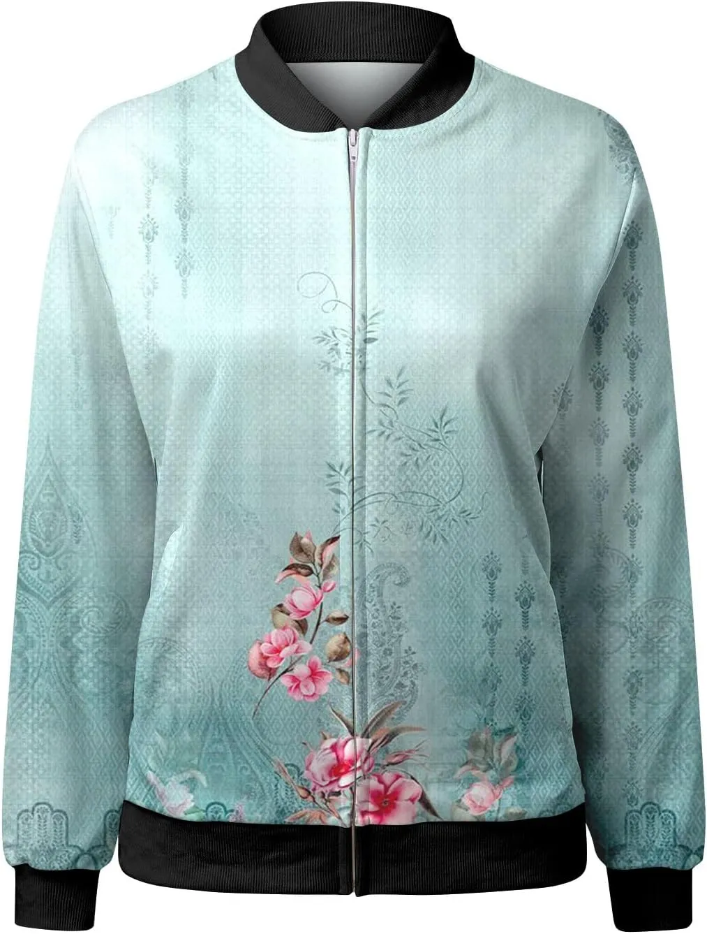 Womens Lightweight Bomber Biker Jacket Zip Up Windbreaker Crop Bomber Jacket Coat with Pockets 2024 Fall Outfits