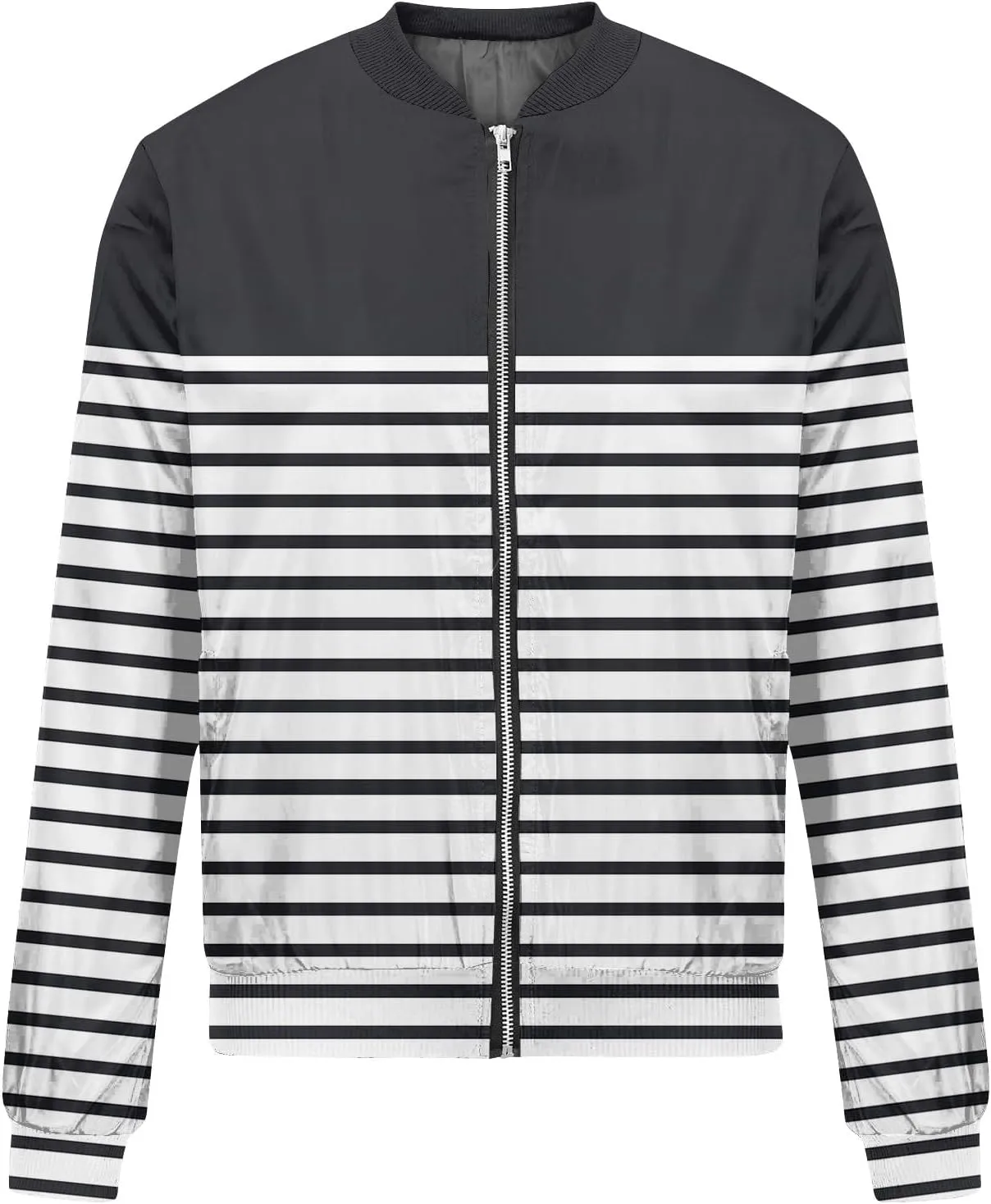 Womens Lightweight Bomber Jacket Casual Long Sleeve Fall Zip Up Coat Casual Floral Print Lightweight Fall Windbreaker