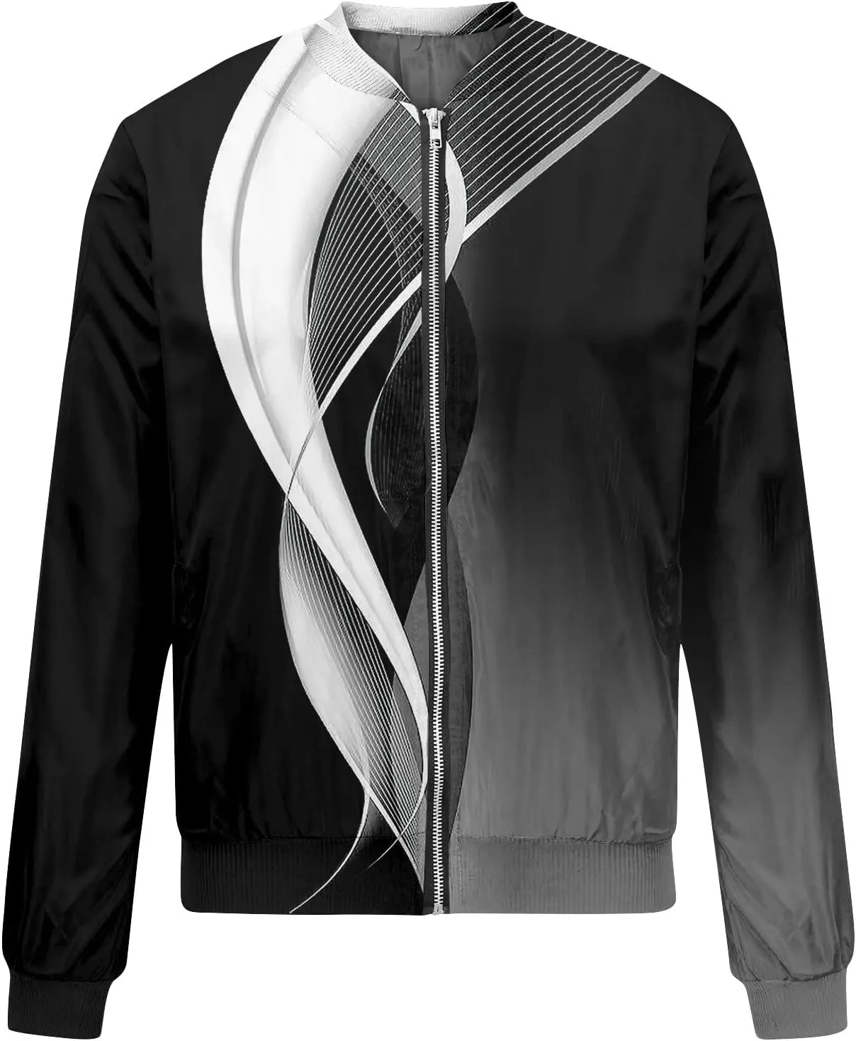 Womens Lightweight Bomber Jacket Casual Long Sleeve Fall Zip Up Coat Casual Floral Print Lightweight Fall Windbreaker