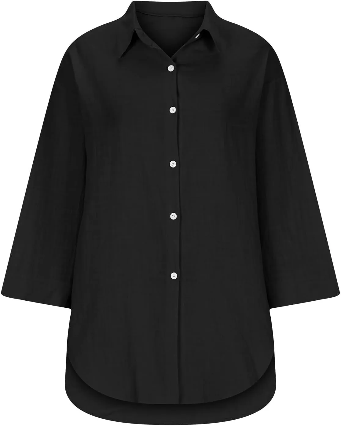 Womens Linen Button Down Shirts Business Casual Shirts Plus Size Lapel Collar Shirt Dressy Loose Fitting Tops Blouse