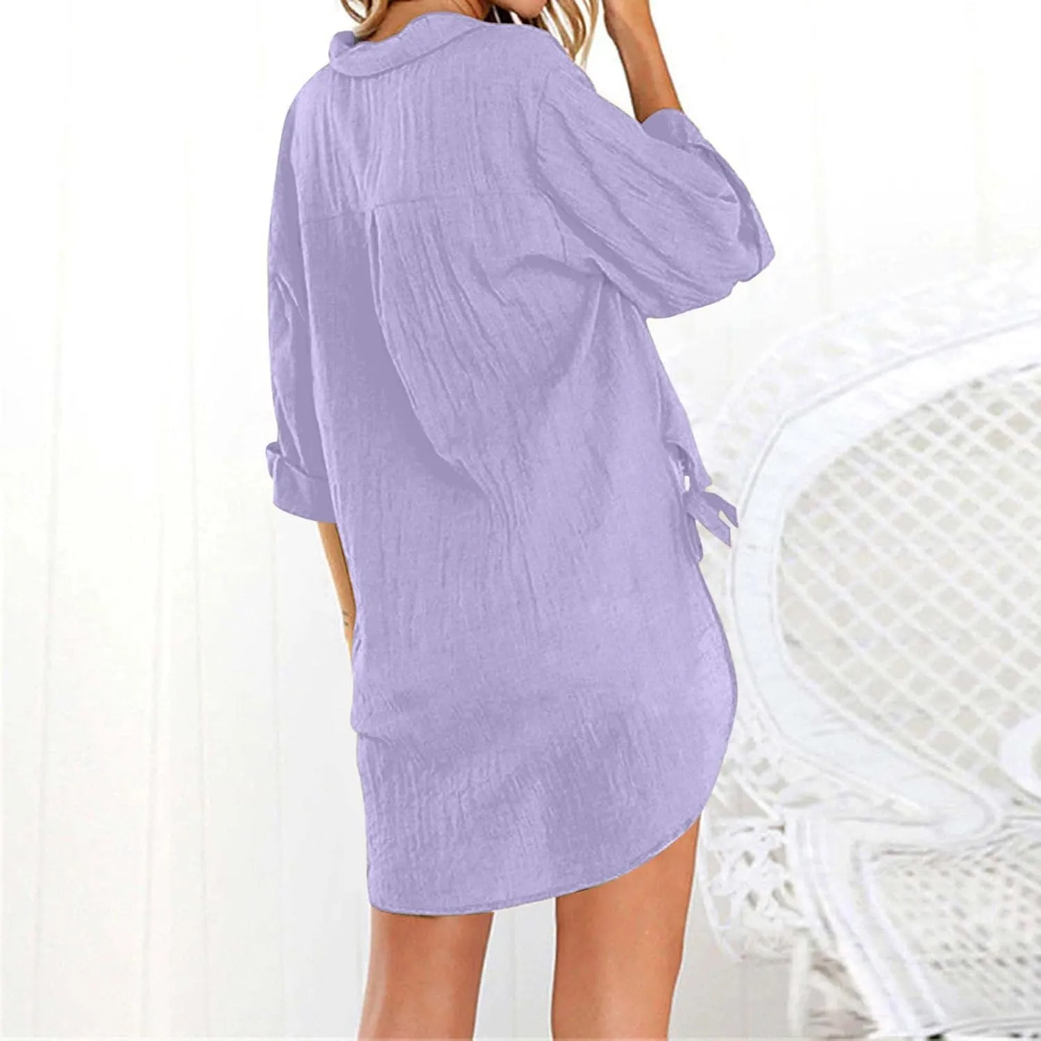 Womens Linen Button Down Shirts Business Casual Shirts Plus Size Lapel Collar Shirt Dressy Loose Fitting Tops Blouse