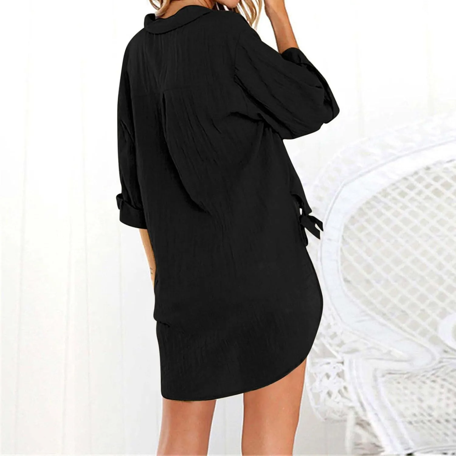 Womens Linen Button Down Shirts Business Casual Shirts Plus Size Lapel Collar Shirt Dressy Loose Fitting Tops Blouse