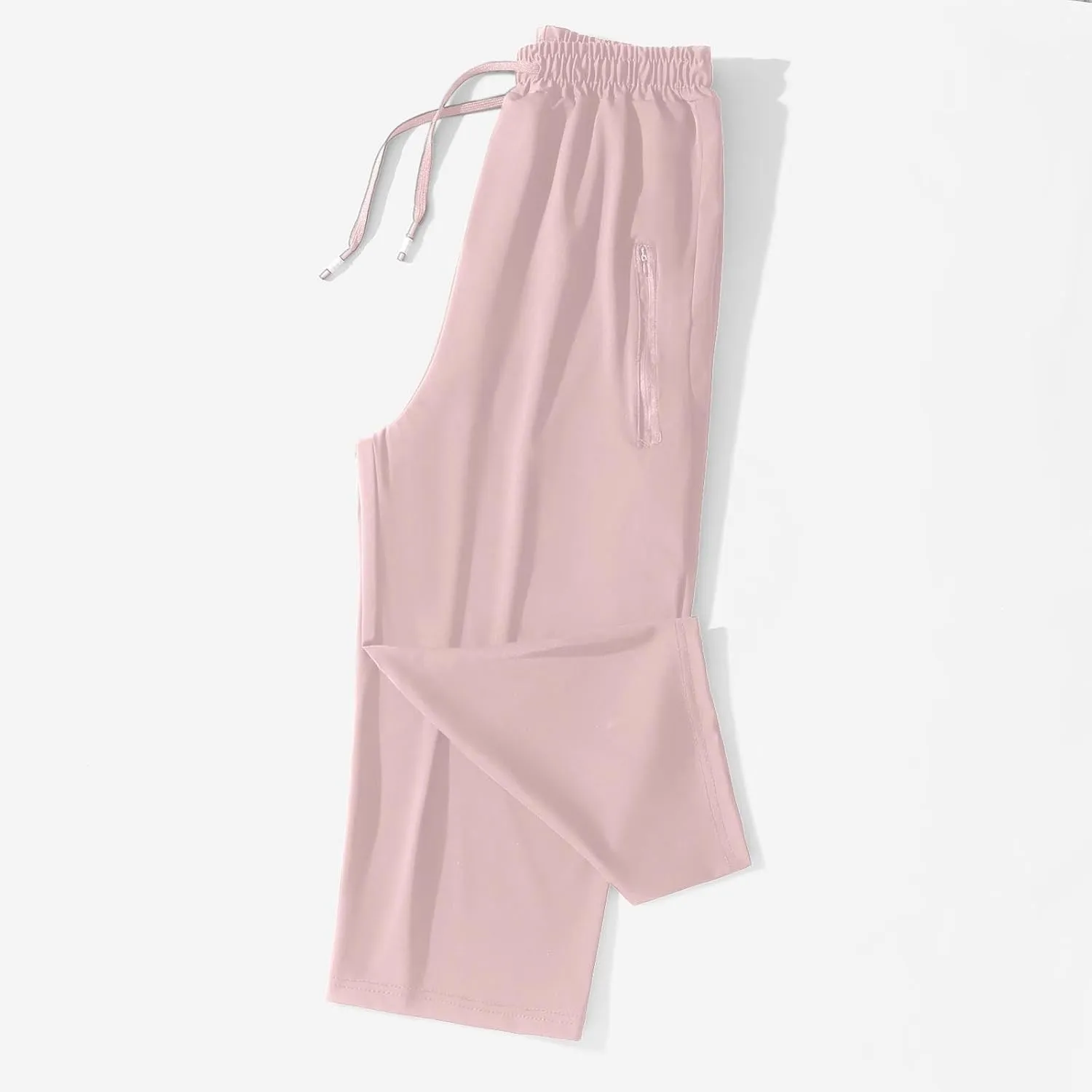 Women's Linen Capri Pants Petite Summer Elastic Waist Pants Cropped Trousers Lightweight Loose Beach Yoga Pants
