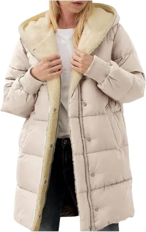 Womens Long Reversible Fleece Jacket Long Sleeve Jackets Zip Up Hoodie Warm Winter Coat Outerwear Sherpa Jackets