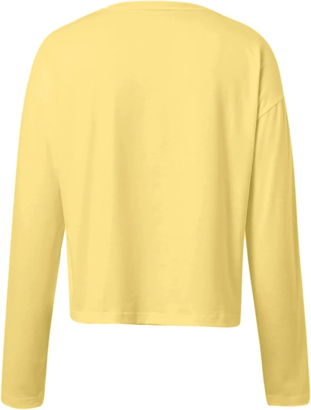 Womens Long Sleeve Cropped T-Shirts Round Neck Drop Shoulder Crop Sweatshirts Solid Casual Crop Tops Tees