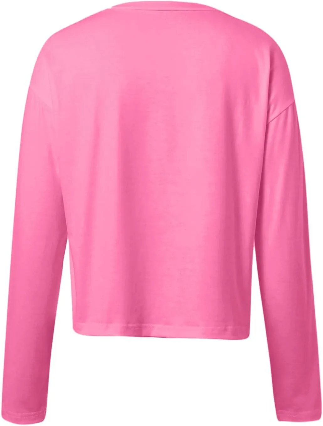 Womens Long Sleeve Cropped T-Shirts Round Neck Drop Shoulder Crop Sweatshirts Solid Casual Crop Tops Tees