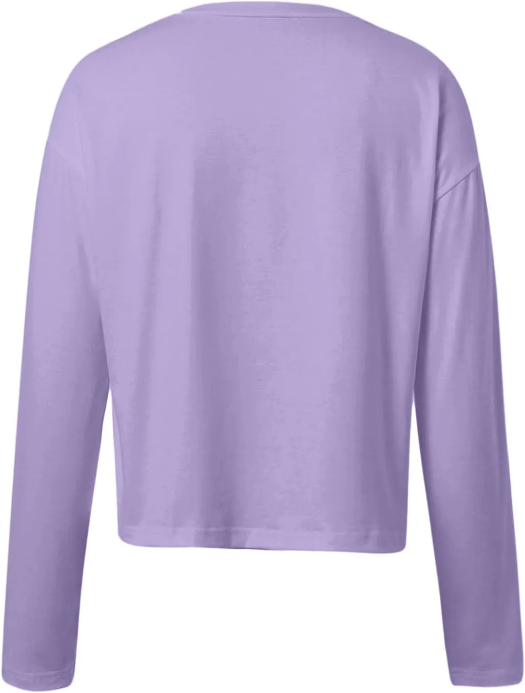 Womens Long Sleeve Cropped T-Shirts Round Neck Drop Shoulder Crop Sweatshirts Solid Casual Crop Tops Tees