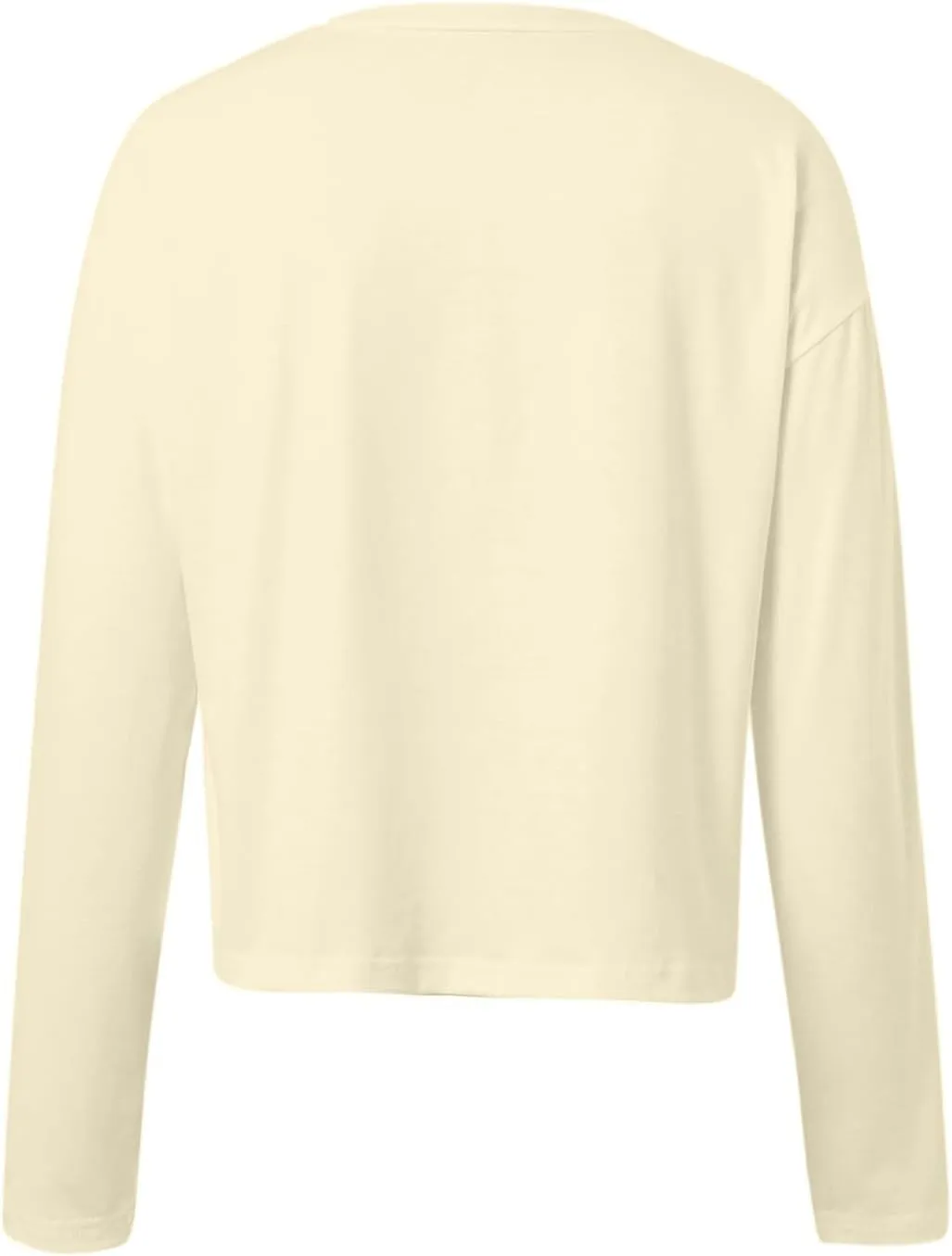 Womens Long Sleeve Cropped T-Shirts Round Neck Drop Shoulder Crop Sweatshirts Solid Casual Crop Tops Tees