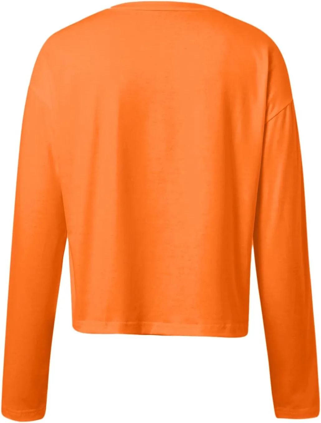 Womens Long Sleeve Cropped T-Shirts Round Neck Drop Shoulder Crop Sweatshirts Solid Casual Crop Tops Tees