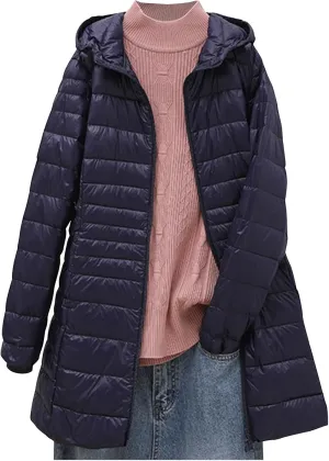 Women's Long Winter Puffer Coats Oversized Lightweight Quilted Jackets Comfy Zip Up Windproof Down Coats Parka Jacket