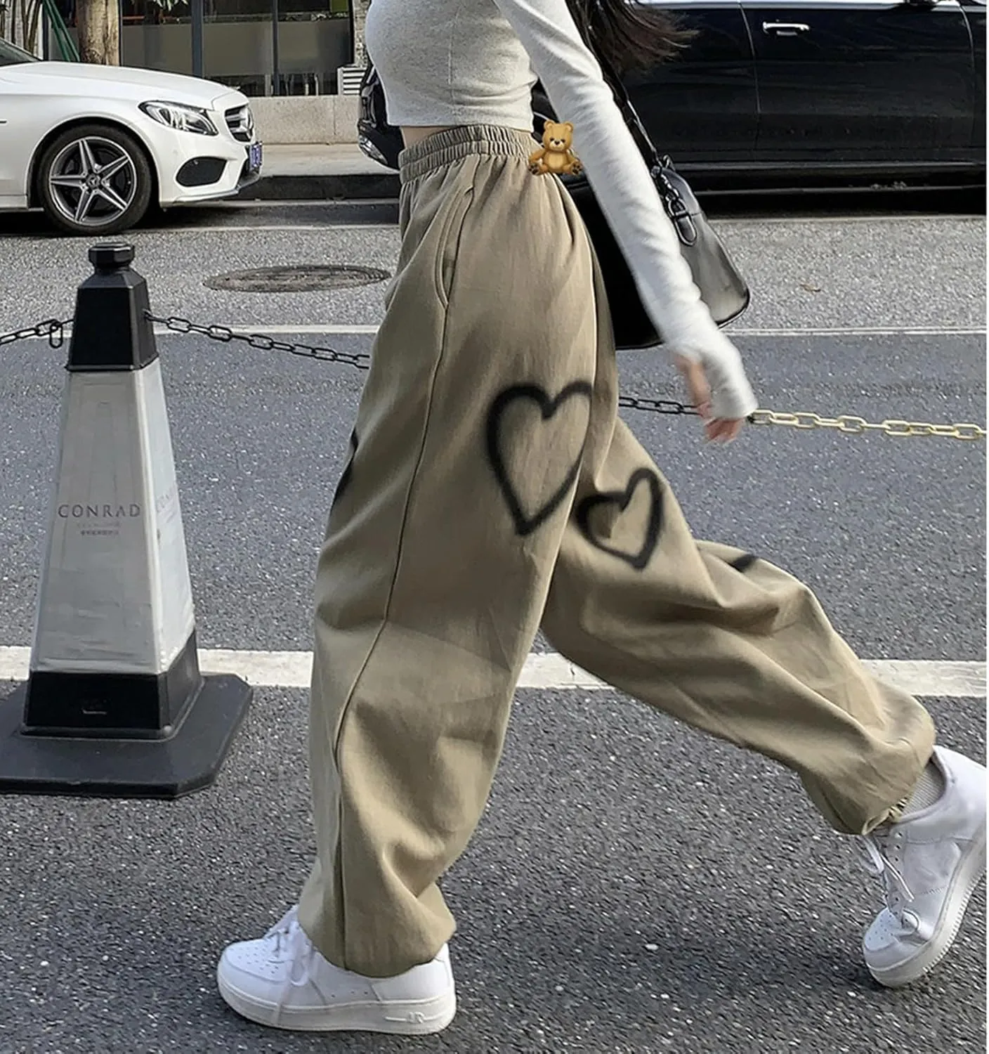 Womens Lounge Baggy Bottom Sweatpants Joggers High Waist Pants Heart Print Joggers Fashion Outfits Y2k Clothes 2024
