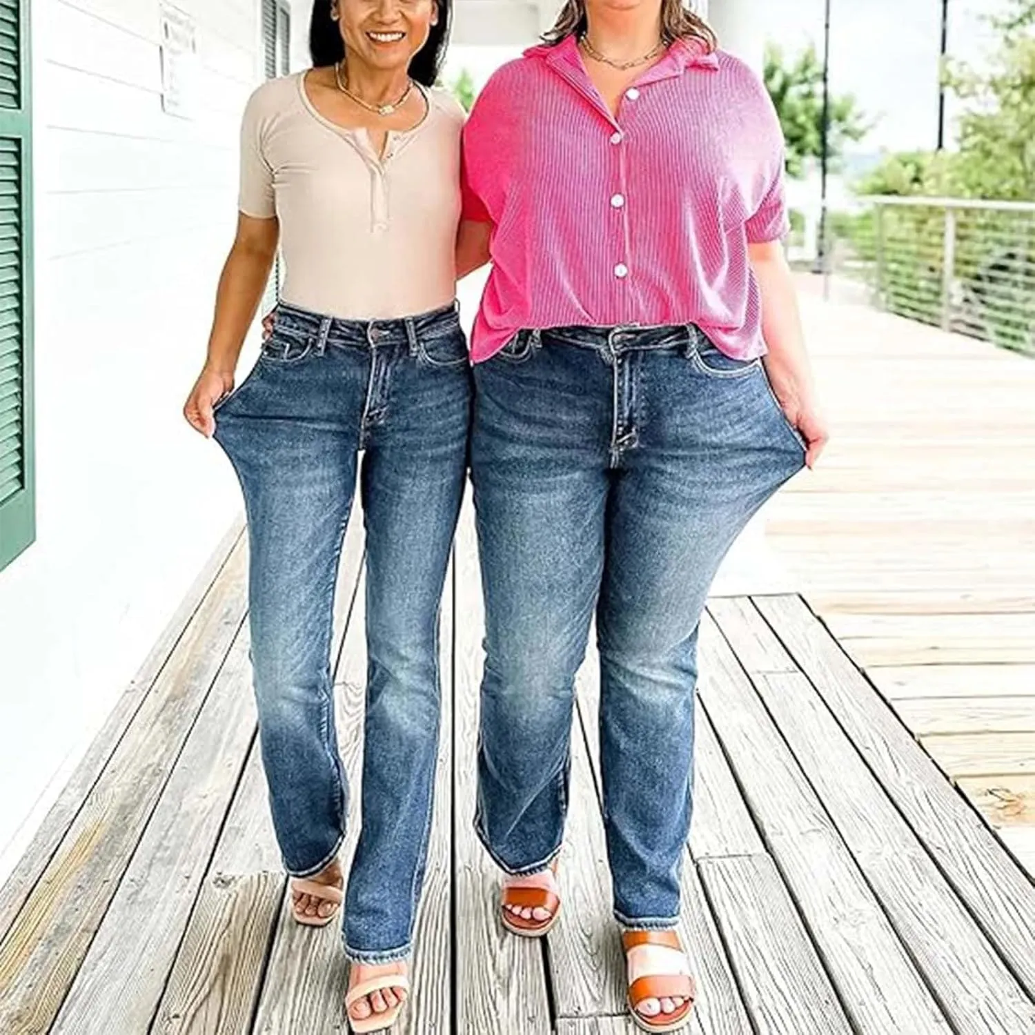 Women's Low Rise Slim Bootcut Jeans Comfort Fit Slim Jeans Straight Leg Jeans Tummy Control Jeans Relaxed Fit Jeans
