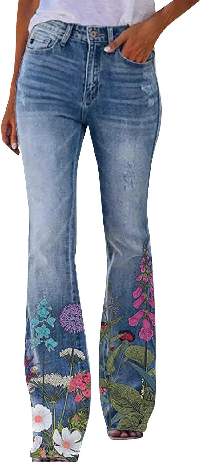 Women's Modern Wide Leg High Waisted Jeans, Blue, Size 33x30, High Rise, Flat Front, Casual, Solid, Jeans