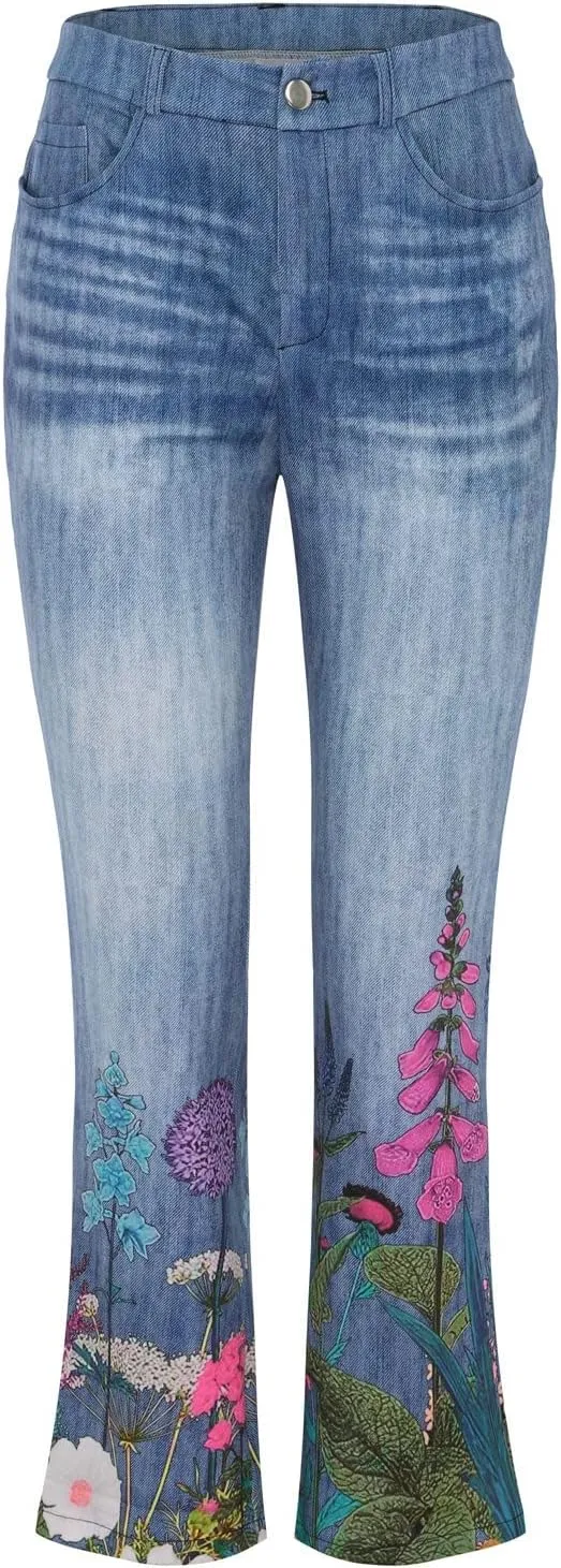 Women's Modern Wide Leg High Waisted Jeans, Blue, Size 33x30, High Rise, Flat Front, Casual, Solid, Jeans