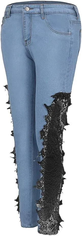 Women's Modern Wide Leg High Waisted Jeans, Blue, Size 33x30, High Rise, Flat Front, Casual, Solid, Jeans
