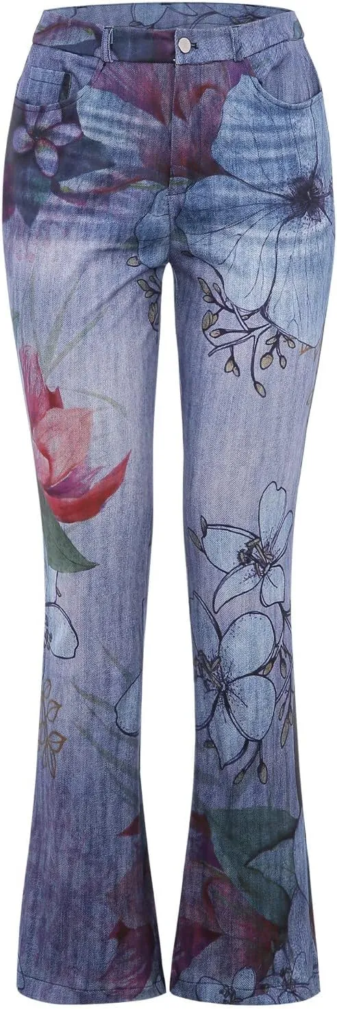 Women's Modern Wide Leg High Waisted Jeans, Blue, Size 33x30, High Rise, Flat Front, Casual, Solid, Jeans