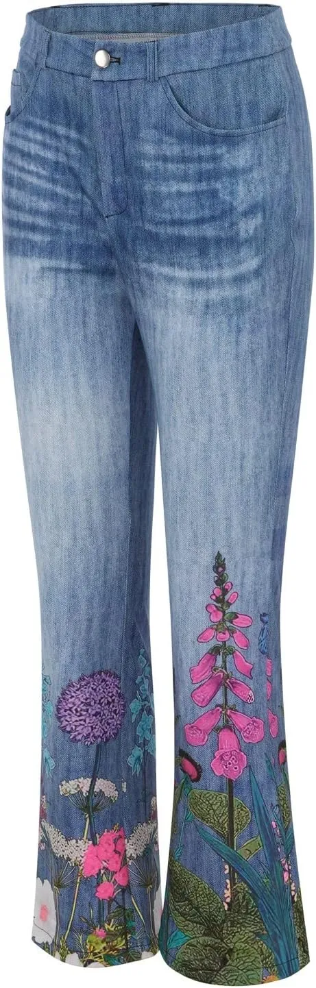 Women's Modern Wide Leg High Waisted Jeans, Blue, Size 33x30, High Rise, Flat Front, Casual, Solid, Jeans