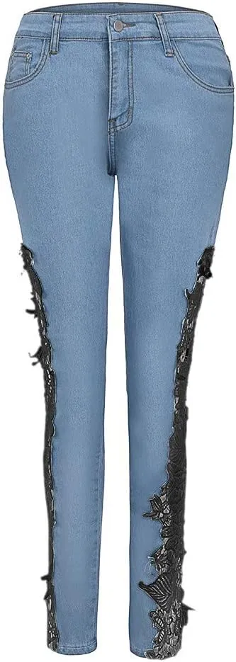 Women's Modern Wide Leg High Waisted Jeans, Blue, Size 33x30, High Rise, Flat Front, Casual, Solid, Jeans