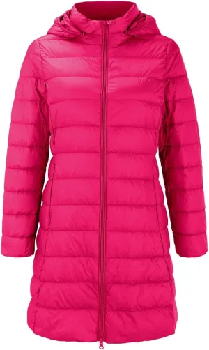 Women's Montreal Mid-Thigh Length Hood Winter Warm Long Vest Sleeveless Long Quilted Vest Thicken Long Outwear