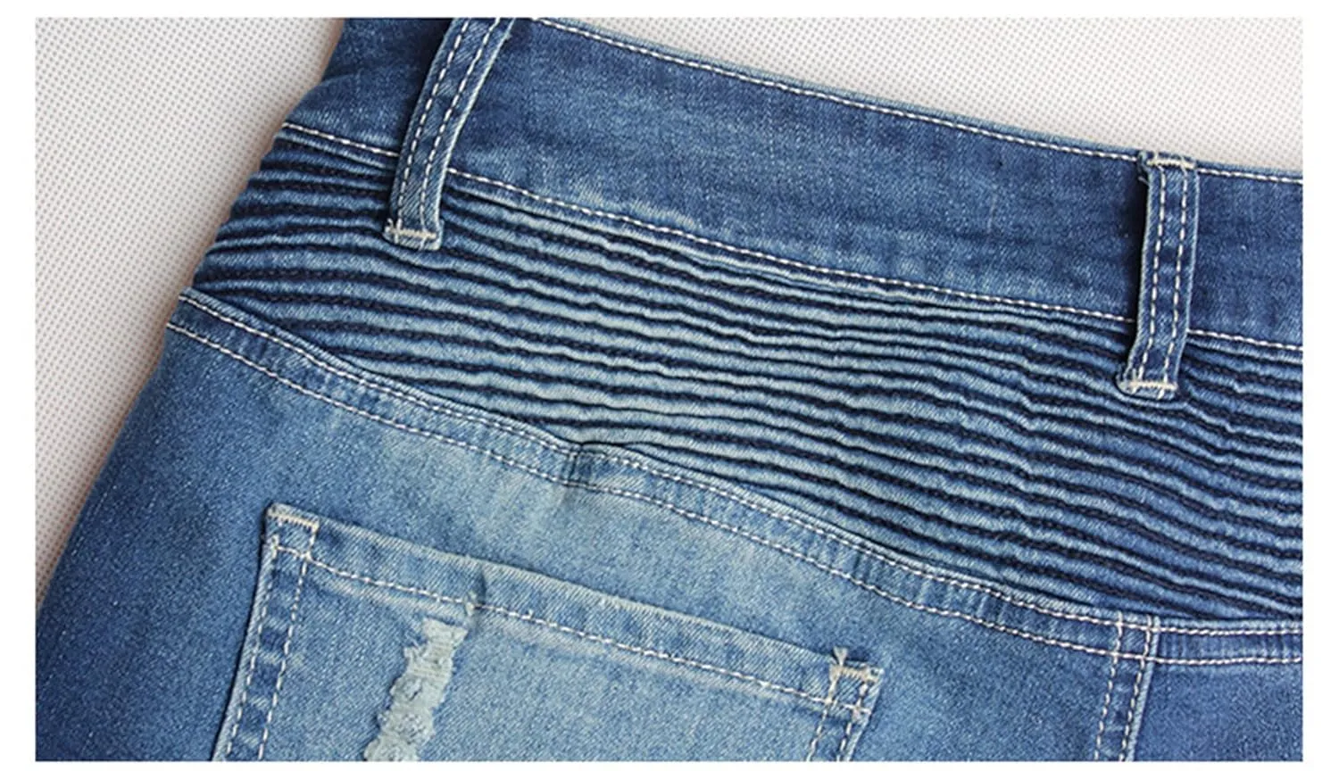 Women's Motorcycle Biker Jeans Zip Mid Waist Stretch Denim Skinny Pants Motor Jeans Distressed Denim Pants (Small,Blue)