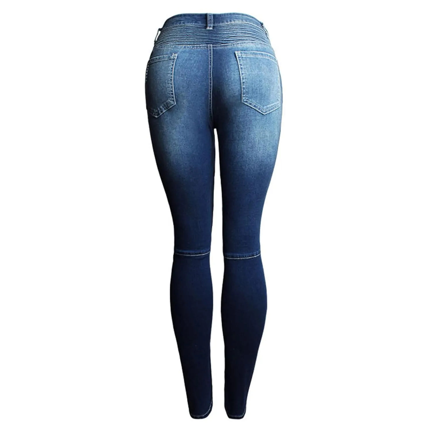 Women's Motorcycle Biker Jeans Zip Mid Waist Stretch Denim Skinny Pants Motor Jeans Distressed Denim Pants (Small,Blue)