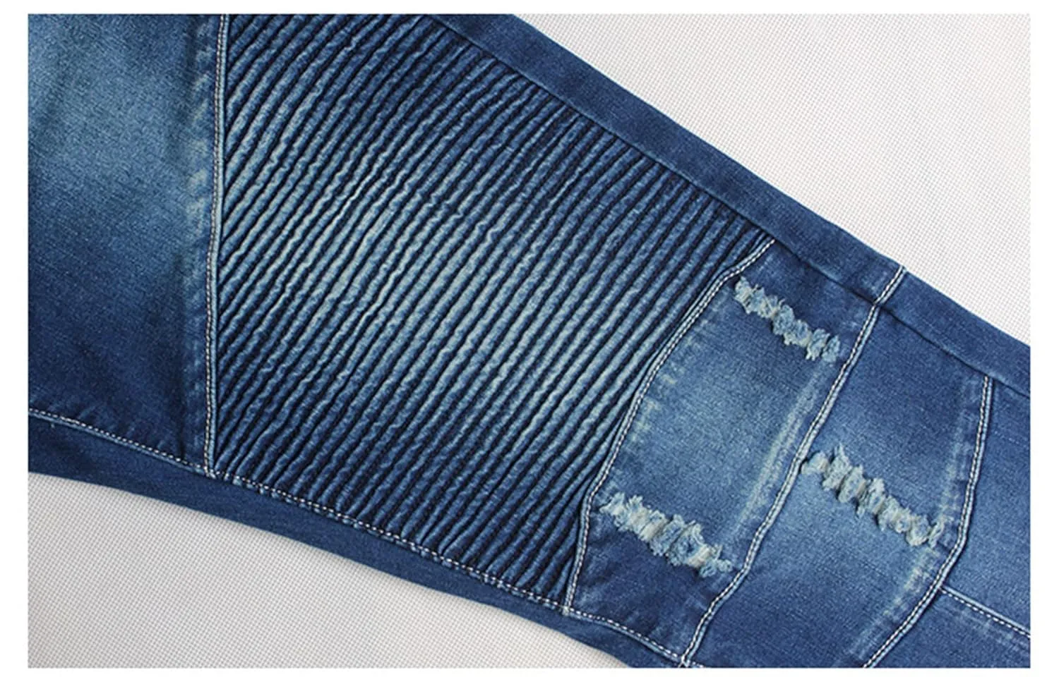 Women's Motorcycle Biker Jeans Zip Mid Waist Stretch Denim Skinny Pants Motor Jeans Distressed Denim Pants (Small,Blue)