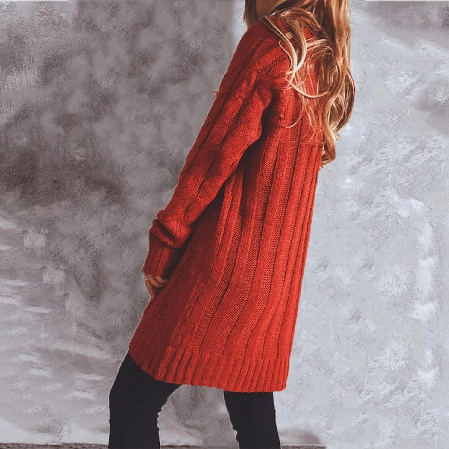 Womens Open Front Cardigan Sweaters Fall Fashion Knitwer Button Down Cable Knit Chunky Winter Knitwear Outerwear Coats