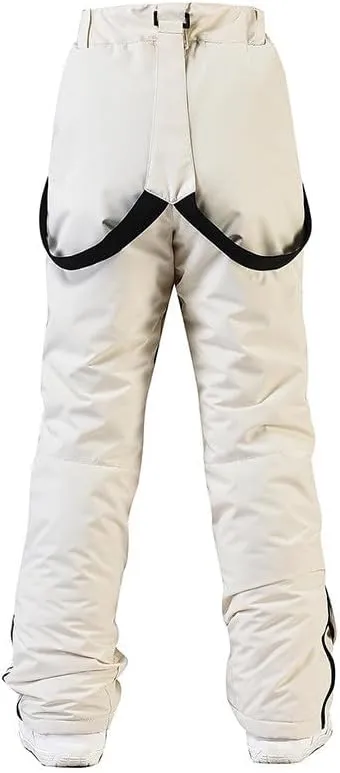 Womens Outdoor Snow Pants Detachable Ski Bib Windproof Pant Thick Thermal Hiking Snowboard Trousers with Pockets
