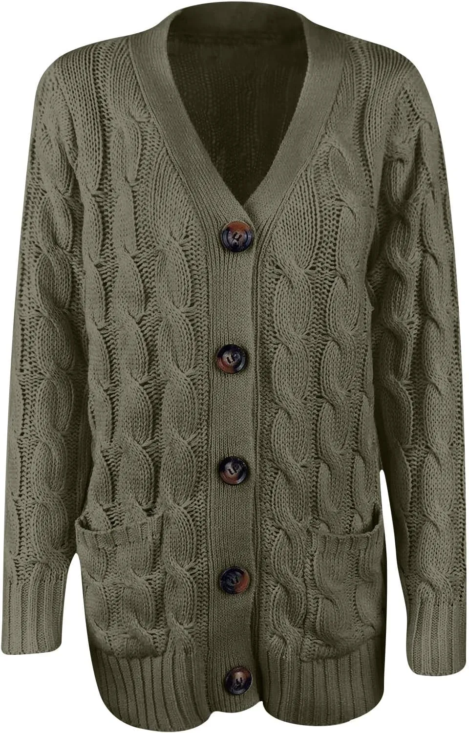Women's Oversized Chunky Cable Knit Cardigan Sweaters 2024 Fall Open Front Button Knitwear Cardigans Outfits Pockets