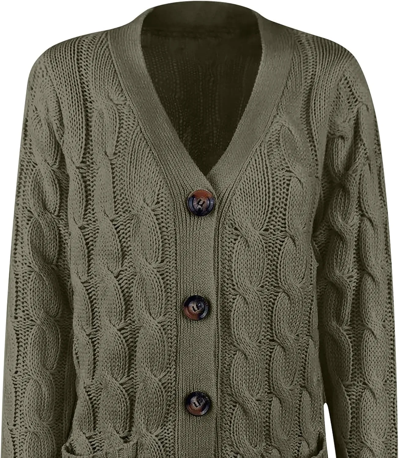 Women's Oversized Chunky Cable Knit Cardigan Sweaters 2024 Fall Open Front Button Knitwear Cardigans Outfits Pockets