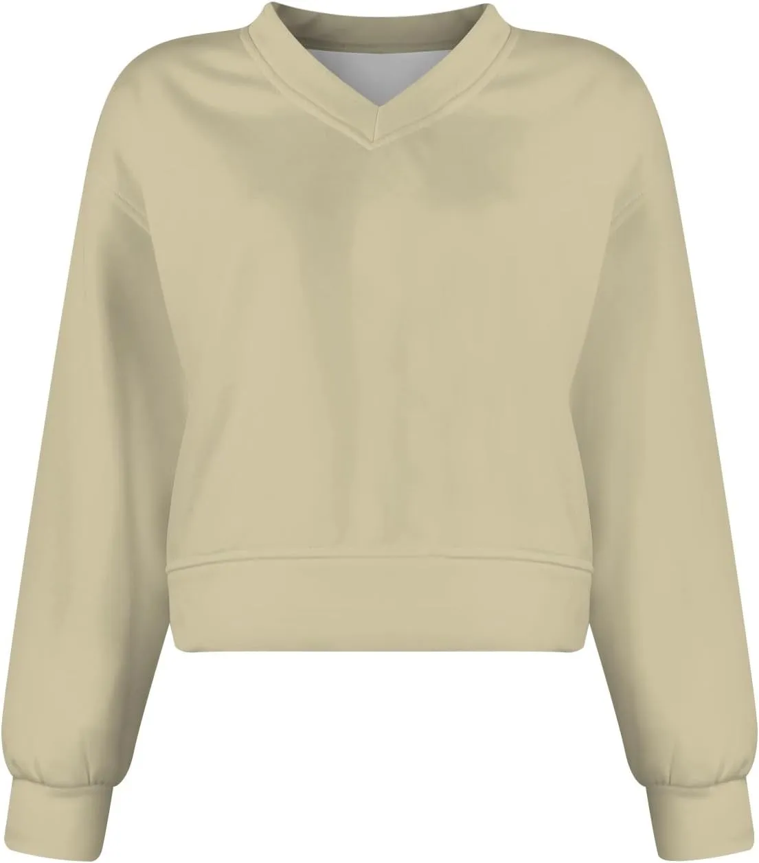Women's Oversized Cropped Sweatshirts Crewneck Solid Color Workout Loose Pullover Sweater Fall Outfits